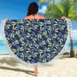 Dragonfly Lime Blue Pattern Printed Round Beach Towel