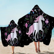 Unicorn Starry Walk In The Night Printed Hooded Towel