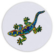 The Lucky Gecko On White Printed Round Beach Towel
