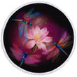 Dragonflies And Lotus Round Beach Towel