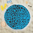Cheetah Blue Pattern Printed Round Beach Towel
