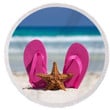 Pink Flip Flops And Starfish Printed Round Beach Towel