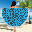 Cheetah Blue Pattern Printed Round Beach Towel