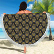 Steampunk Gold Owl Design Themed Print Round Beach Towel