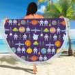 Alien Astronaut Planet Round Beach Towel