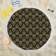 Steampunk Gold Owl Design Themed Print Round Beach Towel
