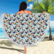 Rooster Themed Design Pattern Round Beach Towel
