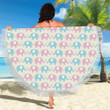Elephant Baby Pastel Print Pattern Round Beach Towel