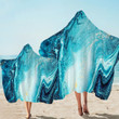 Blue Ocean Color Twisted Printed Hooded Towel