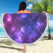 Celestial Purple Blue Galaxy Round Beach Towel