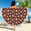 Basketball Black Background Pattern Round Beach Towel