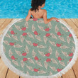 Angel Wings Heart Design Themed Print Round Beach Towel