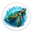 Queen Of The Ocean Sea Turtle Printed Round Beach Towel