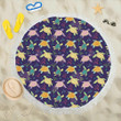 Sea Turtle Color Smile Pattern Round Beach Towel