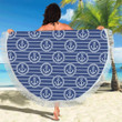 Blue Anchor Stripe Pattern Printed Round Beach Towel