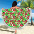 Ladybug With Leaf Print Pattern Printed Round Beach Towel