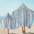 Blue And White Complex Tiles Design Printed Hooded Towel