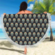 American Indian Skull Pattern Round Beach Towel