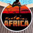 Animals African Background Printed Round Beach Towel