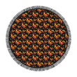 Orange Rooster Pattern Printed Themed Round Beach Towel