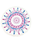 Boho Feathers Pink And Blue Printed Round Beach Towel