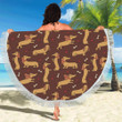Dachshund Happy Print Pattern Round Beach Towel