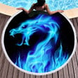 Blue Flame Dragon Fire Printed Round Beach Towel