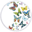 Butterfly Swarm On White Printed Round Beach Towel