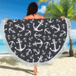 Anchor Black White Round Pattern Beach Towel