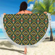 Kente Green Design African Printed Round Beach Towel