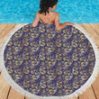 Paisley Blue Yellow Design Printed Round Beach Towel