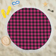 Pink Tartan Plaid Pattern Round Beach Towel