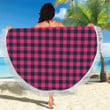 Pink Tartan Plaid Pattern Round Beach Towel