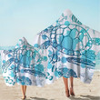 Sea Turtle Society Pattern Printed Hooded Towel