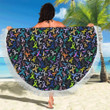 Breast-Cancer-Awareness Colorful Print Round Beach Towel