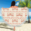 Flamingo Hibiscus Pattern Printed Round Beach Towel