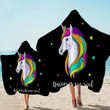 Rare Unicorn Starry On Black Printed Hooded Towel