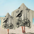 Swallow And Butterflies Penciled Printed Hooded Towel
