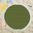 African Geometric Print Pattern Round Beach Towel