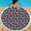Fox Strawberry Pattern Printed Round Beach Towel
