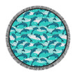 Dolphin Swimming Blue Waves Printed Round Beach Towel