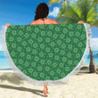 Lucky Shamrock Design Print Round Beach Towel