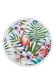 Cool Tropical Flamingo With Floral Printed Round Beach Towel