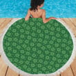 Lucky Shamrock Design Print Round Beach Towel