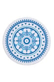 Boho Pattern Blue Abstract Printed Round Beach Towel