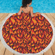 Flame Fire Print Pattern Round Beach Towel