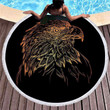3d Golden Eagle Portray Art Round Beach Towel
