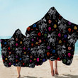 Horned Dragon Boney On Black Printed Hooded Towel