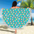 Blue Sushi Themed Printed Round Beach Towel