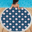 Baseball Star Print Pattern Round Beach Towel